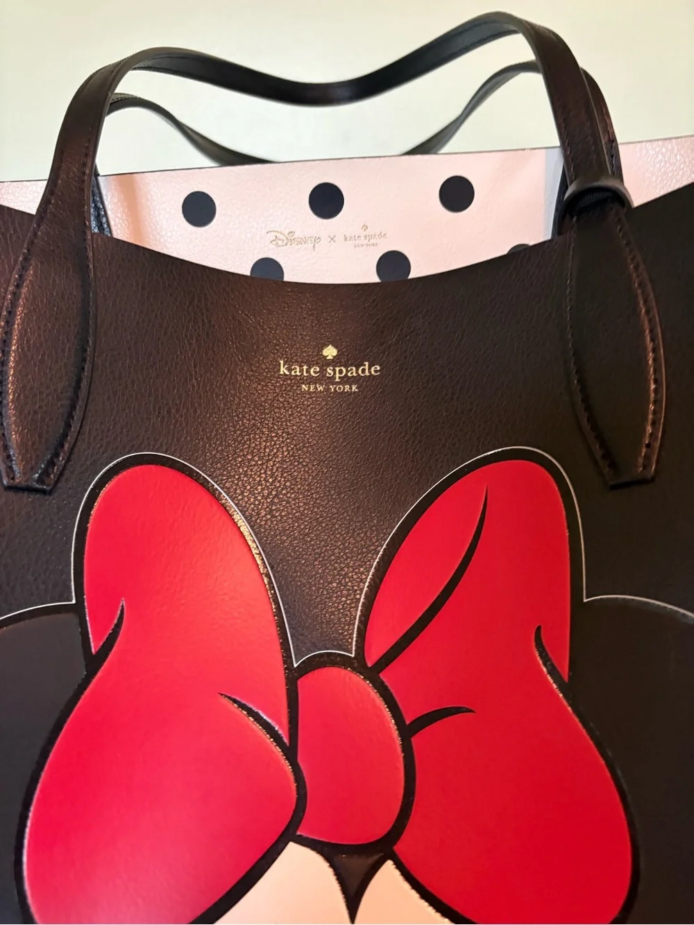 kate spade Black Tote with Minnie Mouse Red Bow